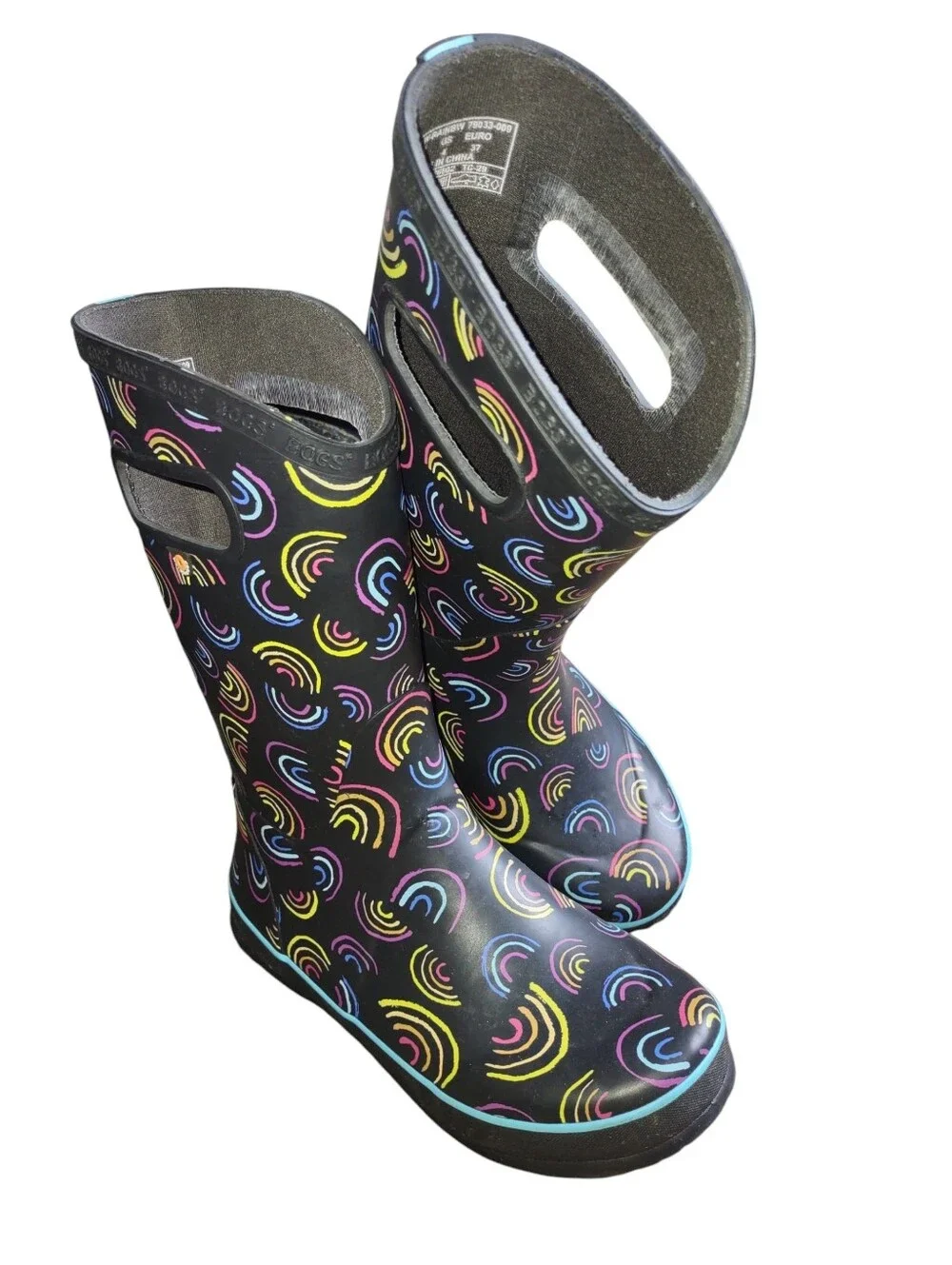 Bogs Bloom Girl's 4 Rainbow Print Rainboots